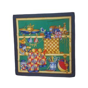 ASCOT Green Toys Silk Scarf ITALY 34.5"/ 33.5” EC